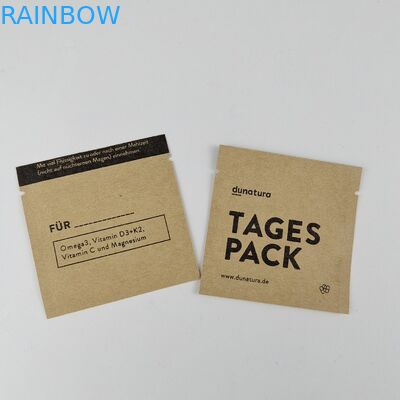 注文の印刷の生物分解性のクラフト紙袋MOPP 3側面の密封された袋