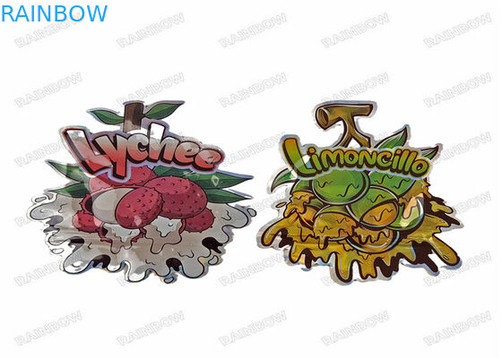 カスタム印刷されたプラスチックチャイルドプルーフデザインスタンドアップホログラフィック 3.5 グラム不規則な特殊な形のジッパーダイカットマイラーバッグ