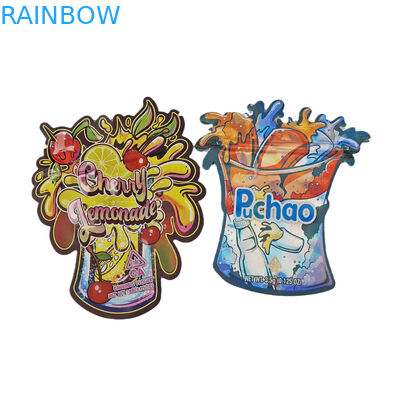 3.5g 7g 14gの子供の証拠のマイラー型抜きされた袋を包む無光沢の柔らかいタッチの特別な形