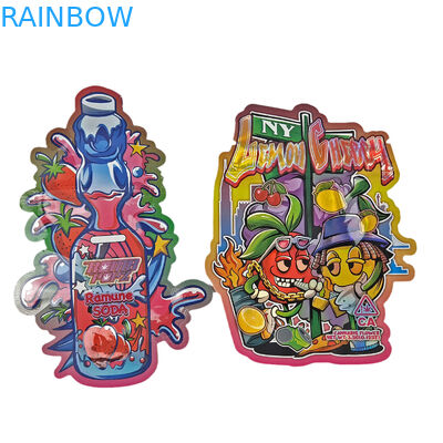 3.5g 7g 14gの子供の証拠のマイラー型抜きされた袋を包む無光沢の柔らかいタッチの特別な形