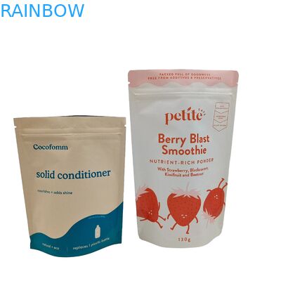 卸売 再開可能なクラフト紙袋 カスタムデザイン 100% 生物分解性 立立ポック ザップロックバッグ付き ドイパック