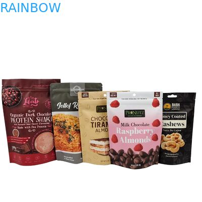 オーダーメイド 再開可能な プラスチック チョコレート 豆袋 アルミニウム 薄膜 スタンドアップ 袋 スナック カシュー ザイプ バッグ