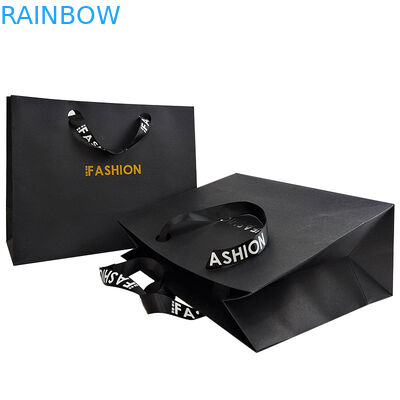 カスタマイズされたブランドロゴ 豪華 黒紙 着物 プレゼント 買い物 バッグ 紙包装