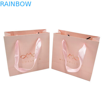 カスタムプリント ロゴ エレガント ホワイト ブラック ギフト 紙袋 高級 服 ブティック 紙 ショッピング バッグ リボン ハンドル