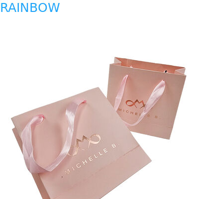 カスタムプリント ロゴ エレガント ホワイト ブラック ギフト 紙袋 高級 服 ブティック 紙 ショッピング バッグ リボン ハンドル