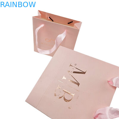 カスタムプリント ロゴ エレガント ホワイト ブラック ギフト 紙袋 高級 服 ブティック 紙 ショッピング バッグ リボン ハンドル