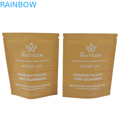 ホットセール カスタムデザイン プリント 生物分解可能 スタンドアップ クラフト紙袋 環境に優しいゴミ菓子 梱包