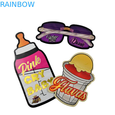 3.5g カスタマイズされたパッケージングとロゴの印刷 特別なユニークな形内印刷 ホログラフィック 切断されたマイラーバッグ