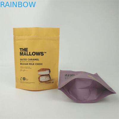 カスタム 生物分解性 クラフト紙 立方型 子供用 防水 Zipロック 包装袋 スナックやバー用