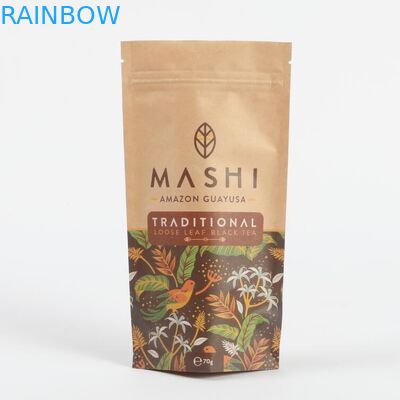 カスタム 生物分解可能な クラフト紙 スタンドアップ シープロック 包装袋 茶とコーヒー粉末