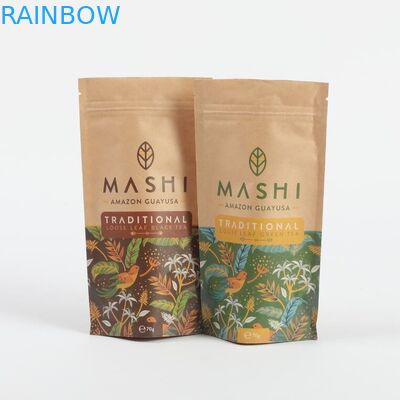 カスタム 生物分解可能な クラフト紙 スタンドアップ シープロック 包装袋 茶とコーヒー粉末