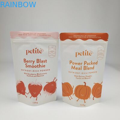 リサイクル可能なジッパー 白茶色 クラフト紙袋 カスタム 食品 ナッツ ピーナッツ ティー キャンディー クッキー 梱包 ロゴ付き スタンドアップ ポケット