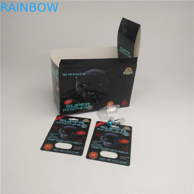 プラスティック 空の薬の瓶 男性強化 Rhino 99 錠剤 ビリスター カード 展示ボックス