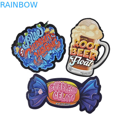 カスタム印刷 3.5g 7g 14g 28g 特殊形 防臭食品 キャンディバッグ 切断式マイラー袋