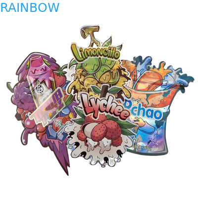 臭いを防ぐカスタム印刷 3.5g ユニークな特殊形 不正形食品パッケージ 切断袋 シップロック マイラー袋