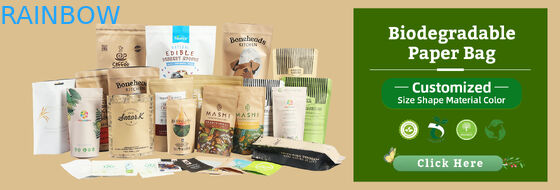 環境に優しい生物分解性クラフト紙袋 ザイプロック袋 食品包装 窓付き紙袋