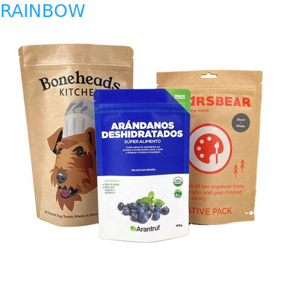 マンゴー粉末ナッツ用のカスタム生物分解性ホワイトクラフト紙袋 ペットフード 臭いを防げる紙包装袋