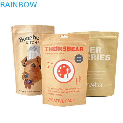 100% 生物分解性 臭いを防げる紙包装袋 マンゴー粉紅茶ナッツ ペットフード袋 白色クラフト紙袋