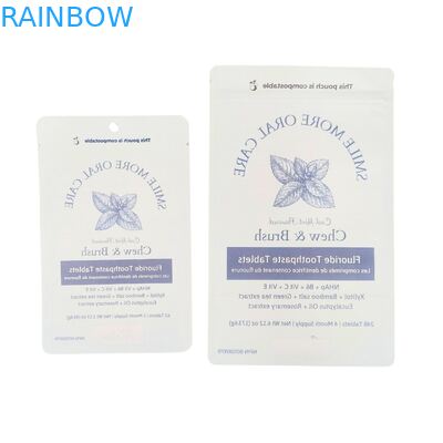 生分解性クラフト紙袋 白 スタンドパウチ ジッパー付き プラスチック包装 ペットフード用 コンポスト可能