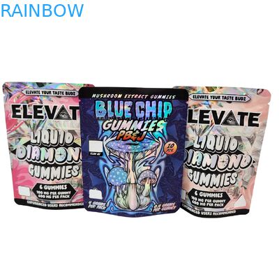 ダイカット Cali 3.5g 7g 14g 28g マイラーバッグ グミ用チューインガム ホログラフィック 防臭 ジップロックバッグ