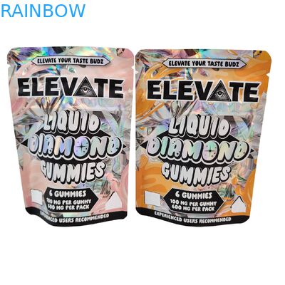 ダイカット Cali 3.5g 7g 14g 28g マイラーバッグ グミ用チューインガム ホログラフィック 防臭 ジップロックバッグ