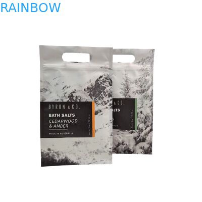  Eco-Friendly Ziplock Bag with Handle Flat Bottom Pouch Zipper for Bath Salt Body Scrub Shampoo Packaging Plastic Bags