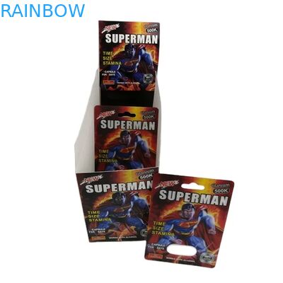 卸売カスタムサイ100k 150k 200kカプセルエンハンスメントピル薬3D包装カード、紙製ディスプレイボックス付き