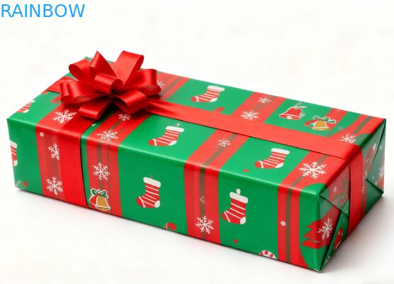 リサイクル可能な生分解性クラフト長方形ギフトボックス 折りたたみ式蓋 リボン UVコーティング マット カスタマイズされた誕生日クリスマスギフトボックス