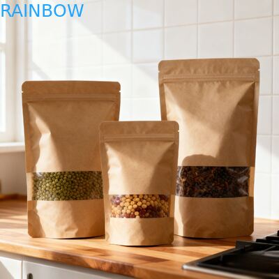 食品包装用カスタム化可能な生分解性防湿スタンドアップパウチクラフト紙袋