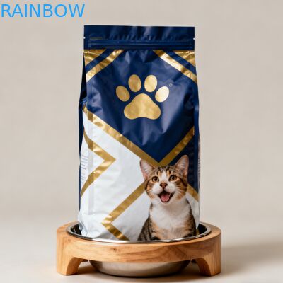オーダーメイド 生物分解性 動物用飼料 食品 包装 マイラー袋 サイド ガセット ポケット 犬 猫 ペット 食品 ザイプ バッグ バルブ
