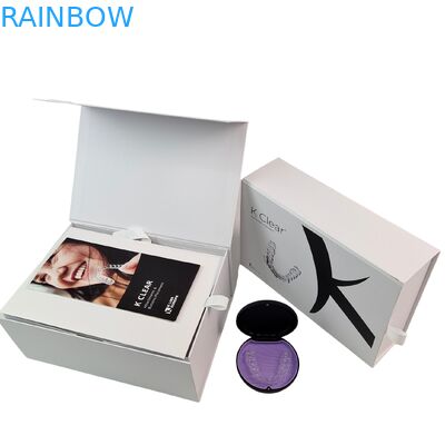 カスタムラグジュアリーマグネティックデンタルブレースキットボックス、350g厚さ矯正アライナー包装箱