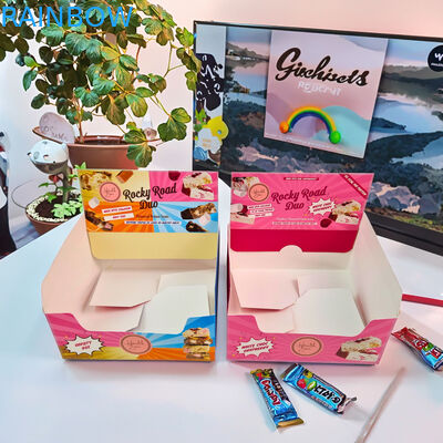 350g厚のカスタム印刷段ボールディスプレイボックス、小売スナック包装用ホットスタンプ付き