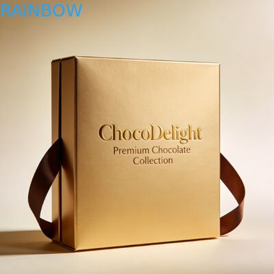 オーダーメイド印刷 ゴールドフォイル スタンプ付き 結婚式 ギフト ボックス 透明なウィンドウ 甘いもの と チョコレート