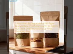 カスタマイズされた生分解性クラフト紙袋 防湿アルミホイル ジッパーロック ナッツ スナック ドライフルーツ スタンドアップ食品包装袋