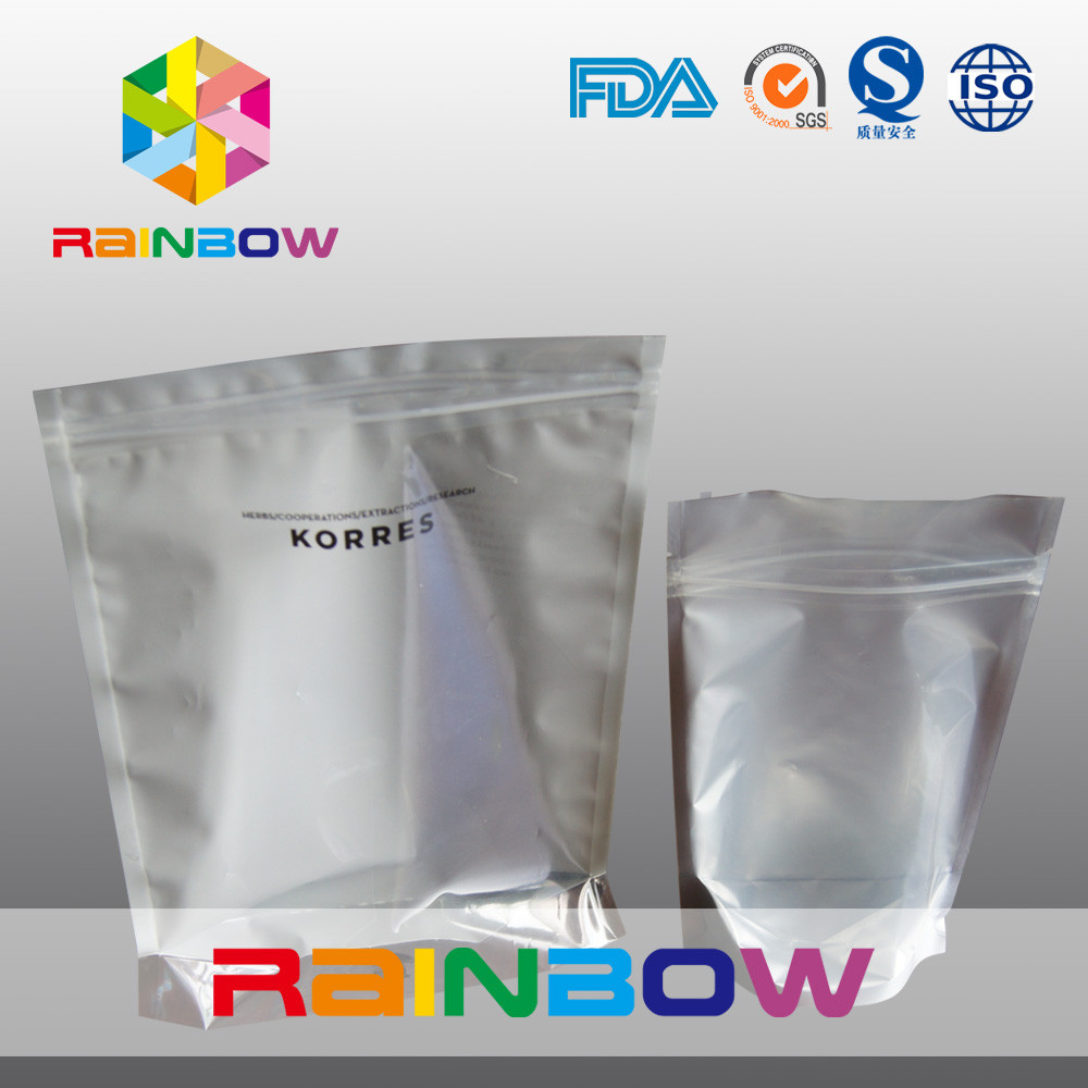 ジッパーによって包む習慣によって薄板にされる光沢のある銀色のホイルの袋