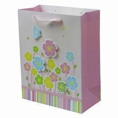 ギフトのための花のピンクの多彩な印刷の Hnadle の新しい精巧に印刷された紙袋