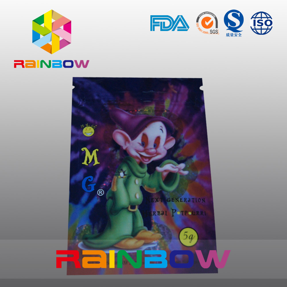 5g OMG 3 のジッパーが付いている側面のシールの草の香の包装袋