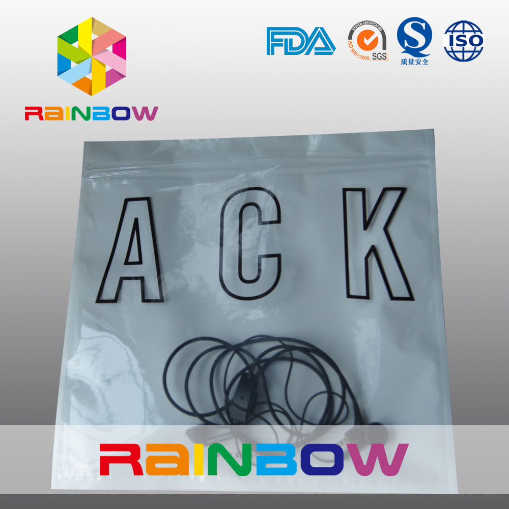 3 ジッパーが付いている側面のシールの透明な前部白い真珠の背部反静的な袋