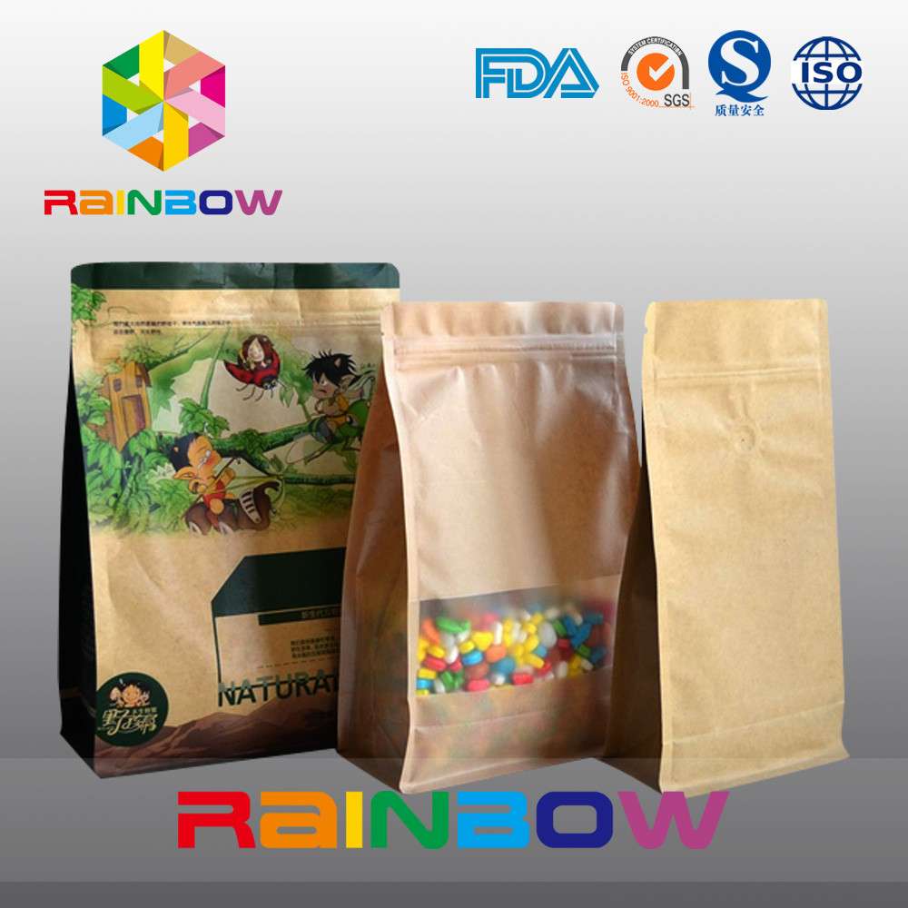 カスタマイズされるクラフト紙袋、ジッパーが付いている乾燥した食糧/キャンデーのための平底の Guesst 袋を立てて下さい