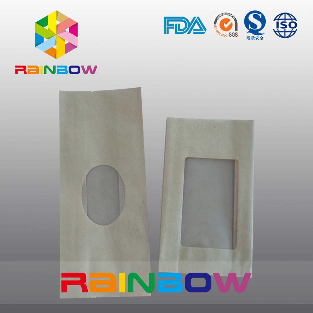 明確な窓と包むキャンデー/乾燥した食品等級のためのガセットのクラフト紙袋