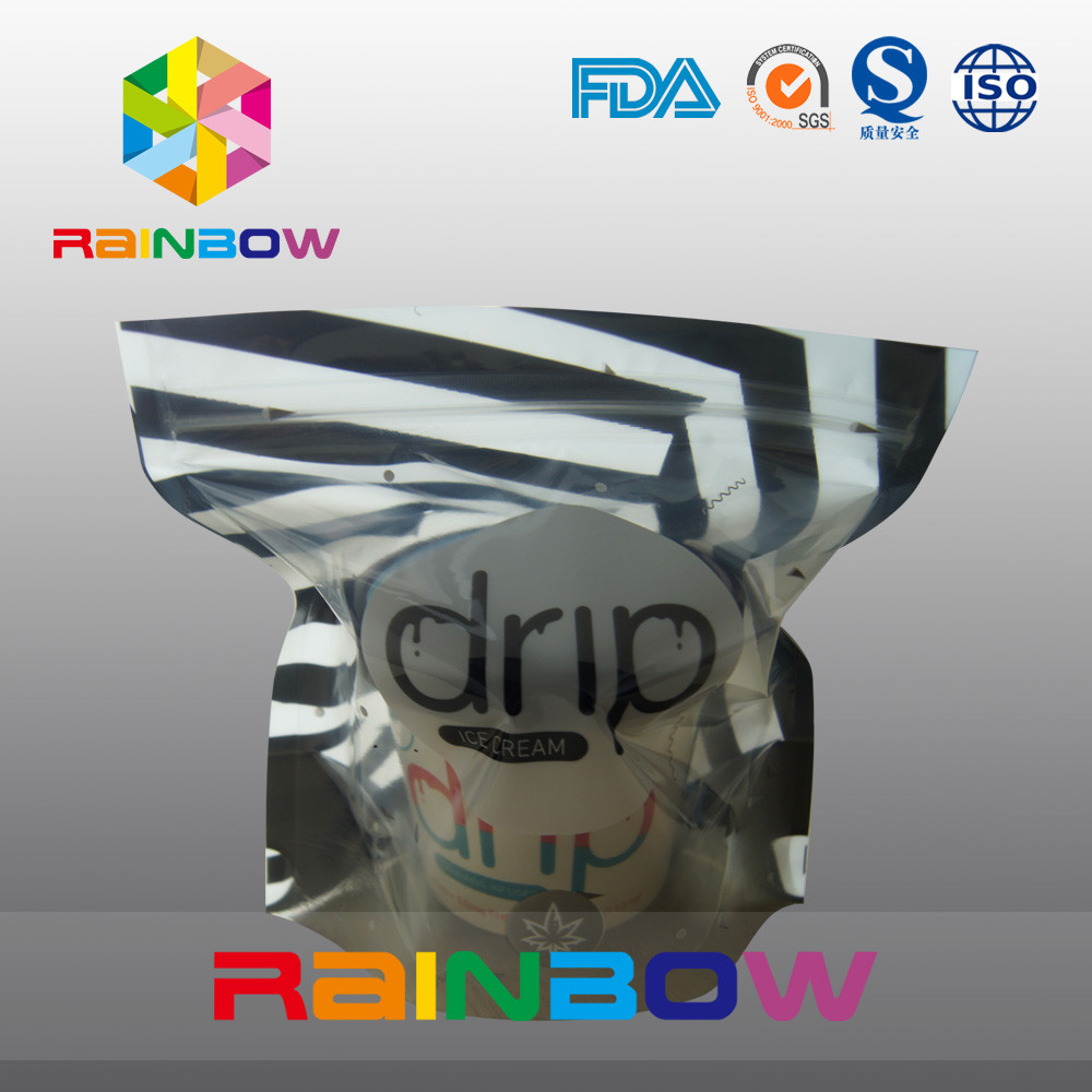 明確な窓およびジッパーによって包む光沢のあるアイス クリームのプラスチック袋を立てて下さい