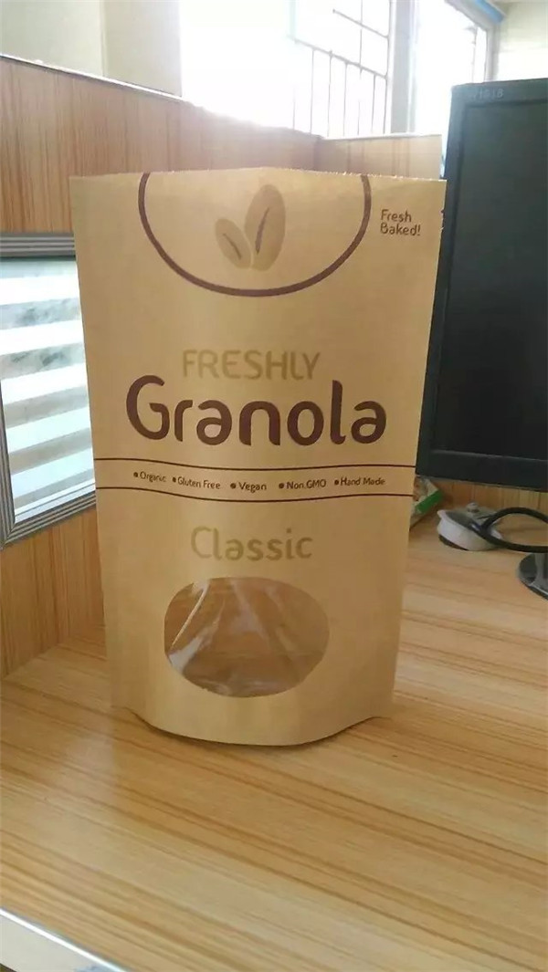 印刷される習慣はクラフト紙袋、窓と包む軽食袋を立てます