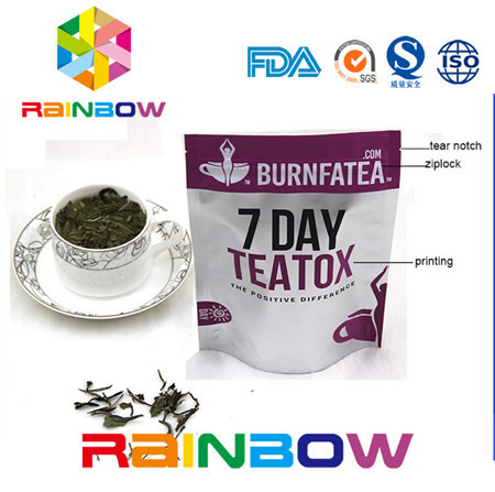 側面の Gusseted Doy のパックのクラフト紙の茶包装袋のアルミ ホイルのプラスチック ジップ ロック式の袋