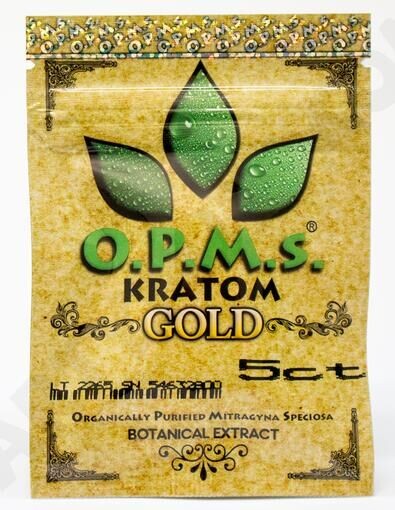 5ct OPMS の金の kratom のジップ ロック式のエキスは包装袋/3 側面のシールの ziplock 袋を要約します