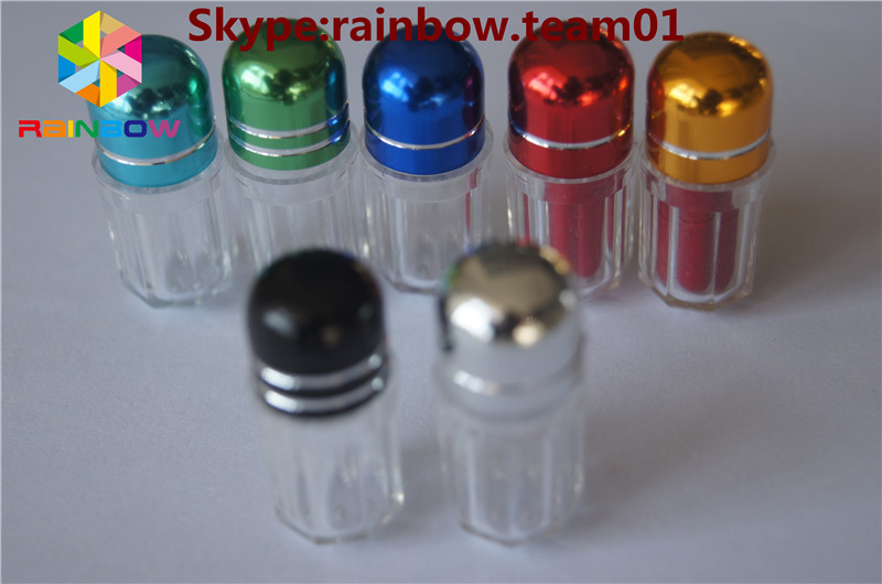 リングキャップ/ カプセル形容器 収納カプセル 透明な六角形プラスチック容器 青いキャップ