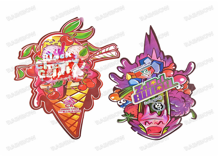 3.5g食品等級の習慣マイラーはジッパーによって包む不規則な形Childproofマイラーを型抜きした