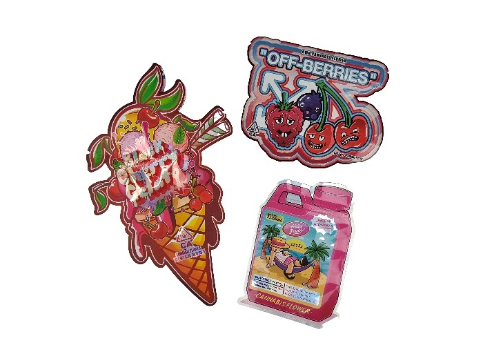 3.5gホログラムのマイラーのプラスチックChildproof Ziplockは形づく型抜きされた不規則なスペシャルを袋に入れる