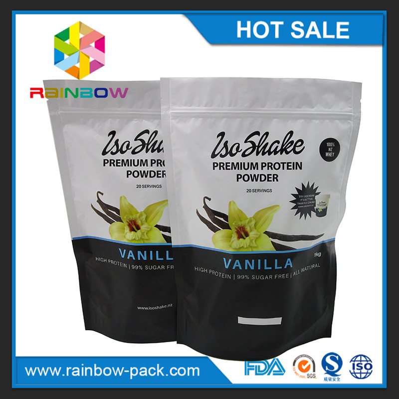 習慣は食品等級のホイルによって並べられたziplockを1粒のkg蛋白質の粉袋包装エネルギー粉の袋印刷しました