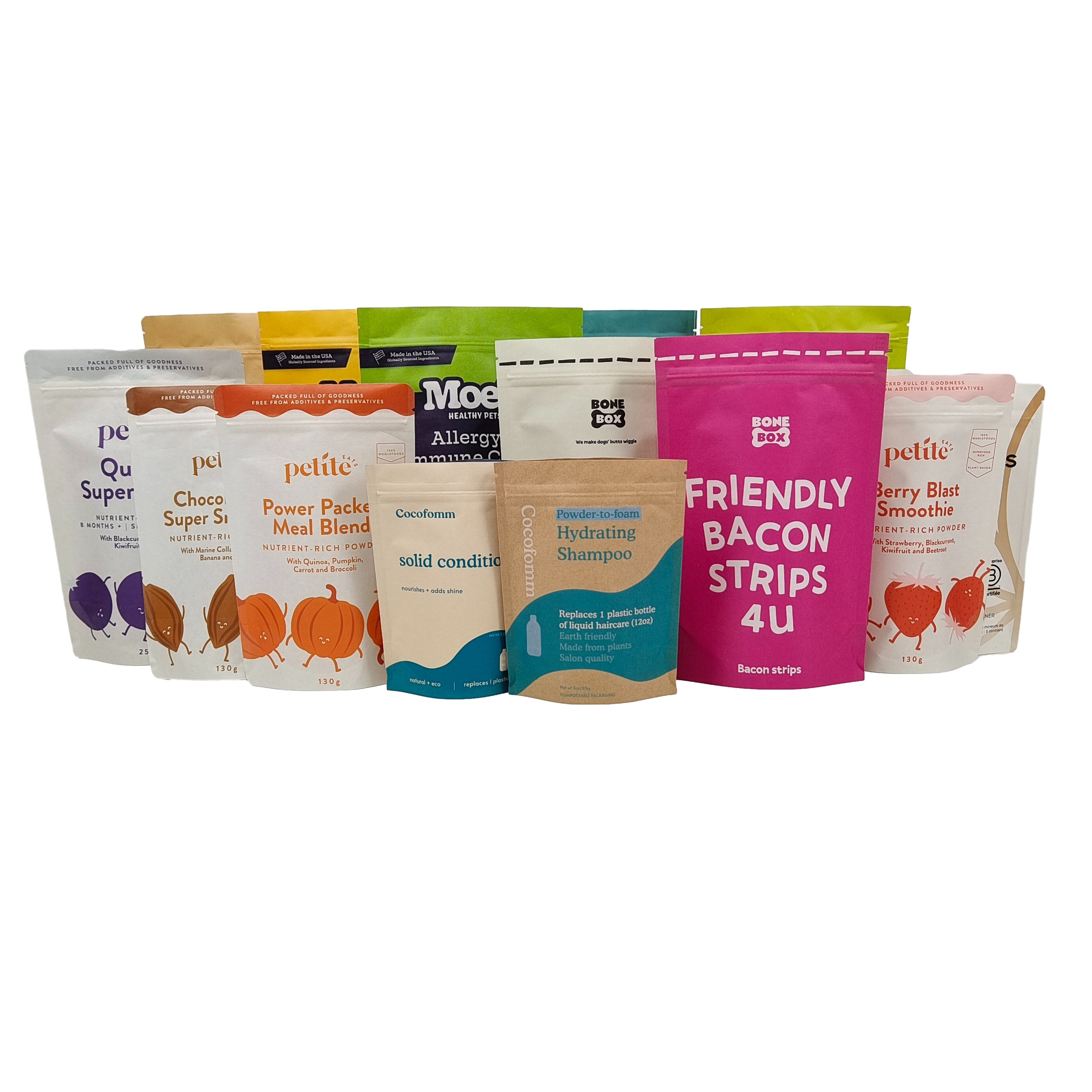 カスタムロゴ プリント 生物分解性 100% サケット 梱包 再利用性 立体型 プラスチックバッグ ジップロック付き ドイパック