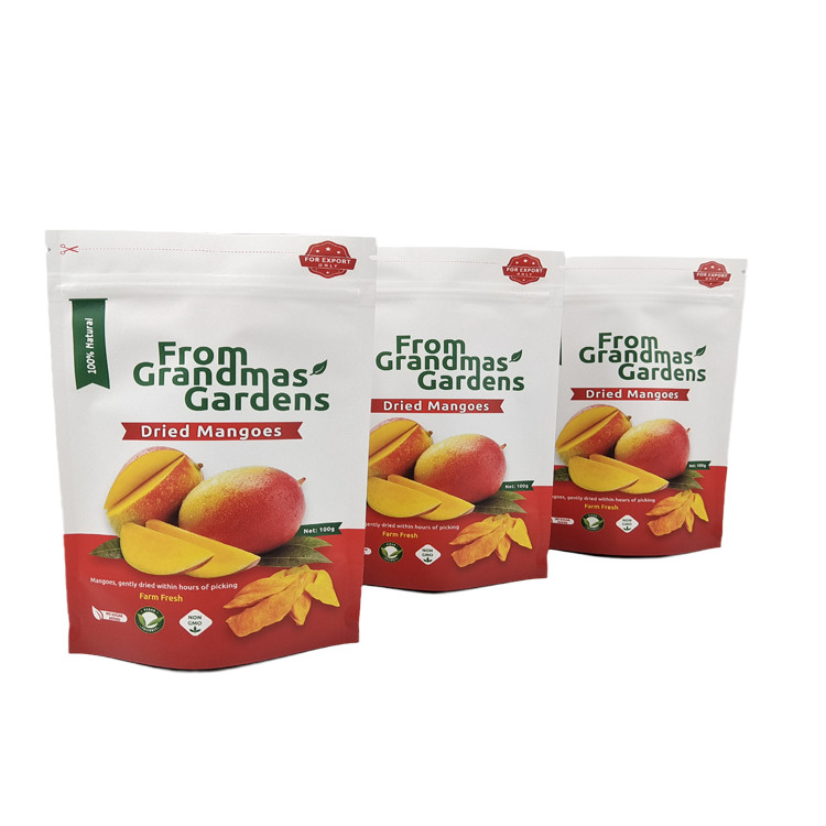 低MOQ カスタム スタンドアップ 干しマンゴー フルーツ リサイクル 再開可能なマイラー袋